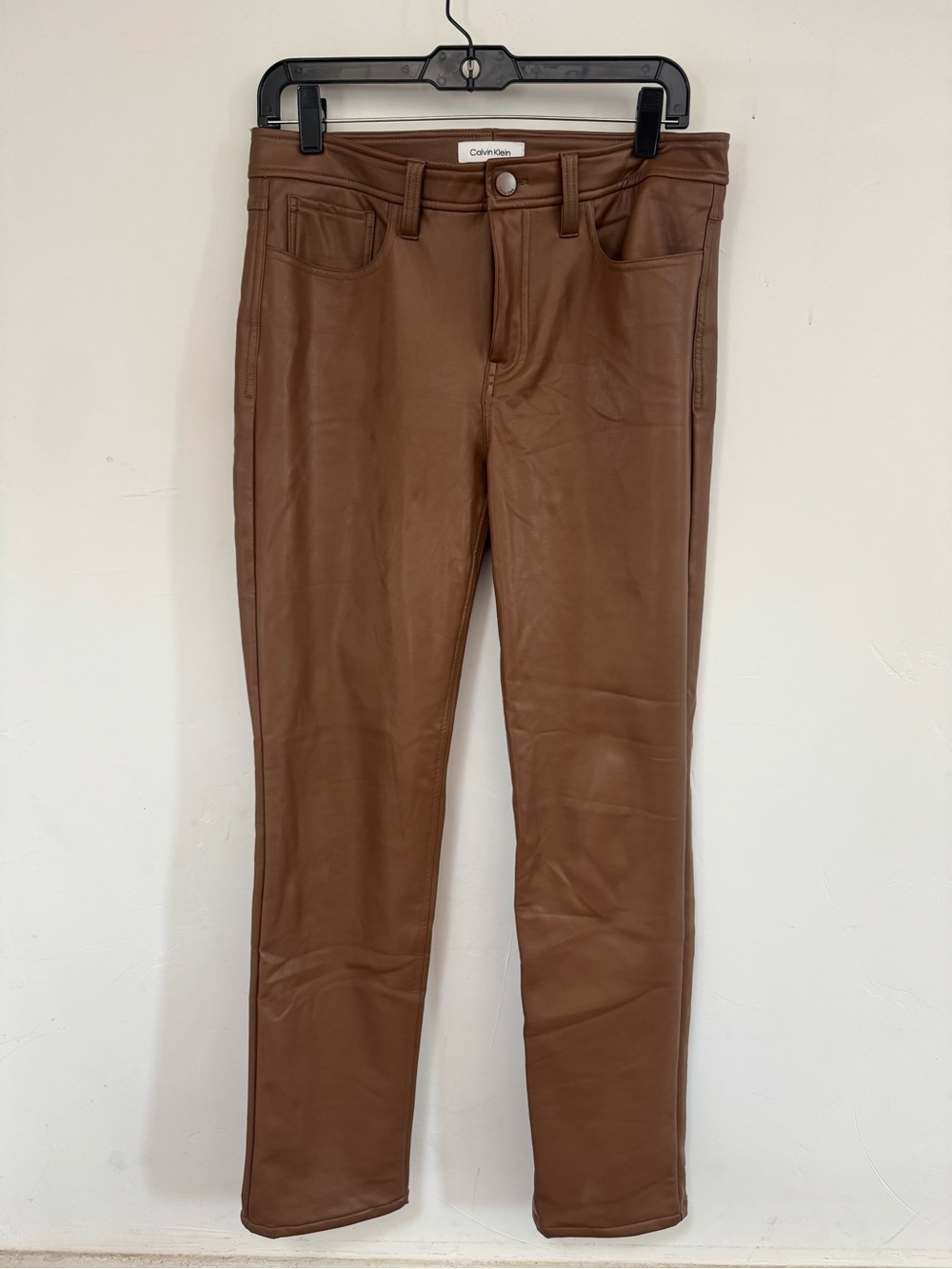 Calvin Klein Camel Brown Faux Leather Skinny Jeans